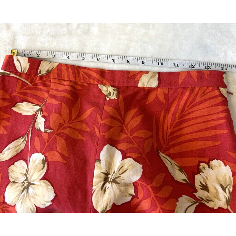Talbots Women's Silk/Linen Blend Pants Sz 8 Floral Coral Lined Tropical Size Zip - Picture 3 of 7
